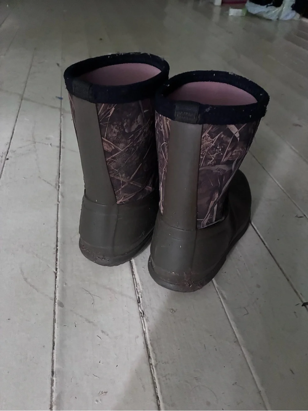 Women’s Brown Green Bogs Rubber Clog-Style Waterproof Boots Camouflage Shaft